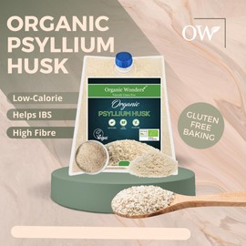 Organic Psyllium Husk Powder (500g) | Premium | 99% Purity | 100+ Servings | High Strength | High in Fibre | Gluten-Free | Perfect for Baking by Organic Wonders®