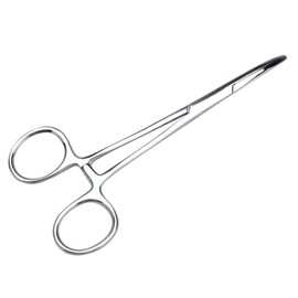 Stainless Steel Hemostat,4.9inch/5.5inch Pet Dog Ear Cleaning Straight Clamp Cat Curved Tip Ear Hair Tweezers Forceps Kit(L)