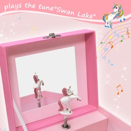 DWIYITTN Unicorn Music Box,Unicorn Jewelry Box for for Kids with Pullout Drawer - Unicorn Gifts for Girls,Birthday Gifts For Girl-15 x 13 x 9 cm（Jewelry not included）