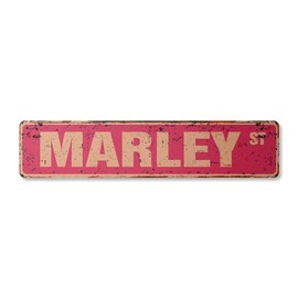 Marley Vintage Plastic Street Sign Childrens Name Room Sign | Indoor/Outdoor | 18" Wide