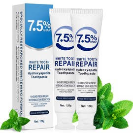 Nano Hydroxyapatite Toothpaste 7.5% (Fluoride-Free), 2Pack Remineralizing & Enamel Protection, Dentist Recommended for Sensitive Teeth & Kids, Refresh