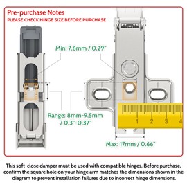 Cabinet Hinge Damper(Pack of 5),Straight Arm Full Overlay Hinge for Doors, Nickel Finish use for 973A0500.01x20 973A