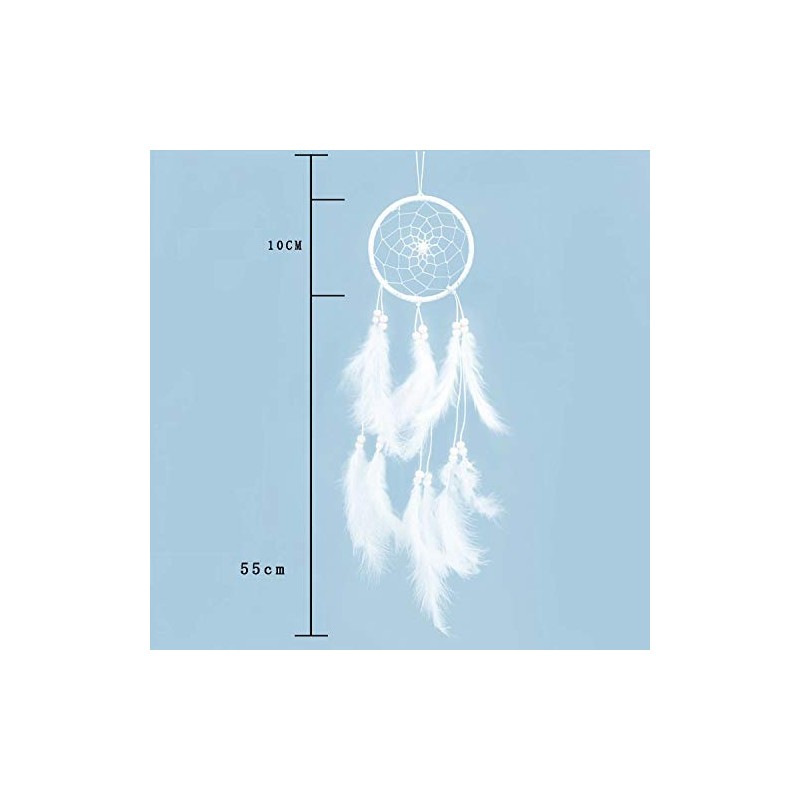 Jrancc Dreamcatcher DIY Handmade Feathers 55cm White for Bedroom Home