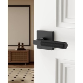 Asidrama 4 Pack Black Passage Door Handles, Door Lever with Door Knobs Indoor for Bedroom or Bathroom, Heavy Duty Door Handles Interior with Locks for Left Right Sided Doors 098