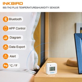 Inkbird IBS-TH2 Plus Bluetooth Temperature and Humidity Monitor Thermometer&Hygrometer, Smart Sensor Data Logger Ideal for Home, Office, Greenhouse, Humidor, Cellar（External Temperature Probe）