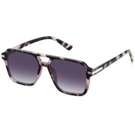 Fozono Retro Aviator Sunglasses for Women Men Trendy Classic Square 70s 80s 90s Vintage Shades Double Bridge Aviators FZN813 Tortoise/Gradient Gray