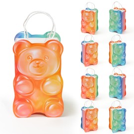 Cheerland Gummy Bear Party Favor Bag Candyland Treat Bags for Candy Buffet Kids Birthday Baby Shower Sweet Dessert Table Decorations Gift Bags for Colorful Cute Bear Gummies Party Decoration Pack of 8