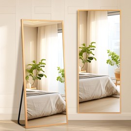 FURNIinspire Full Length Mirror, 64"x21" Full Body Mirror Wall-Mounted or Freestanding, Modern Standing Mirror for Bedroom, Living Room, or Cloakroom, Shatterproof, Easy Assembly