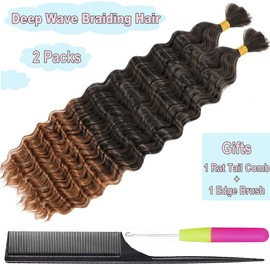 Curly Braiding Hair Boho Hair for Braiding 180g 20 Inch Deep Wave Crochet Hair for Boho Knotless Braids Water Wave Wet and Wavy Bohemian Braid (1B/30#)