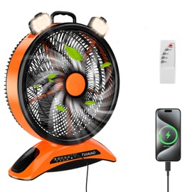 45000mAh Battery Capacity Camping Fan, 12-inch Extra Large Blade and 830CFM Super Airflow, Rechargeable Portable, Cordless Fan Outdoor for BBQ, RV Camping, Garages, Hurricane Emergencies, Indoor Use