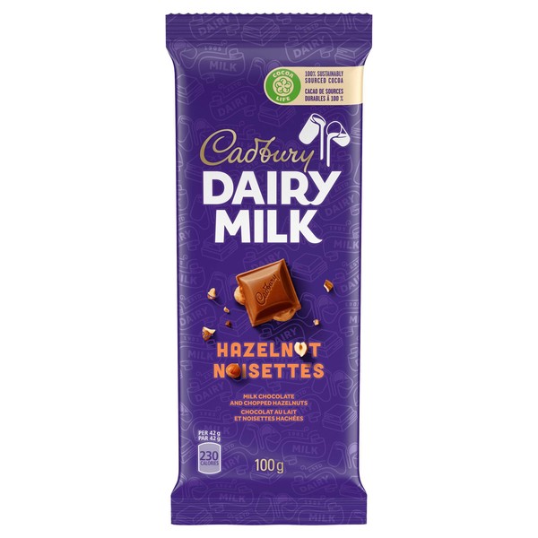 Cadbury Dairy Milk, Hazelnut, Milk Chocolate With Chopped Hazelnuts, Chocolate Bar, 100 g