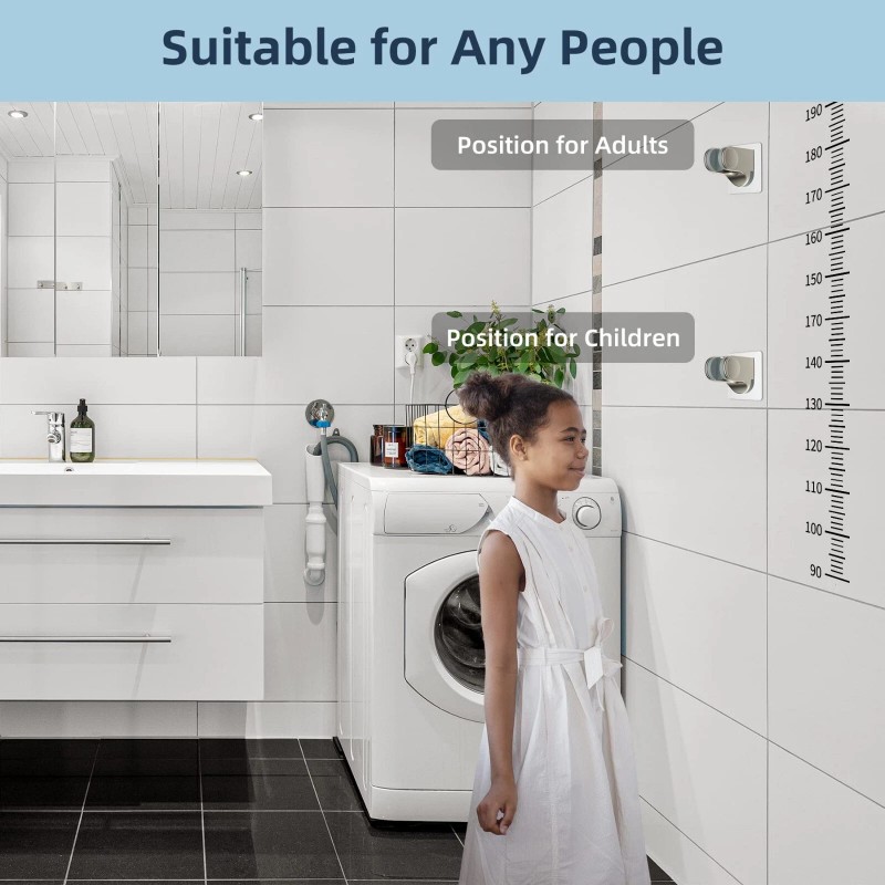 Hibbent Wall Mount Strong Adhesive Shower Head Holder,Waterpr - Chrome