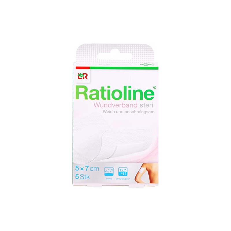 Ratioline Wound Dressing 7 x 5 cm Sterile Pack of