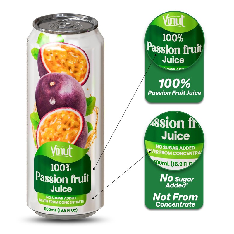VINUT 100% Passion Fruit Juice, No Added Sugar, Not From