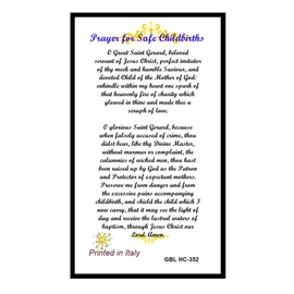 Gifts by Lulee, LLC Saint Gerard Majella Prayer of Thanksgiving for a Safe Delivery Blessed Laminated Italian Holy card with Gold Accents