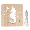 Wooden 3D LED Light Hollow Seahorse Pattern USB Power Supply