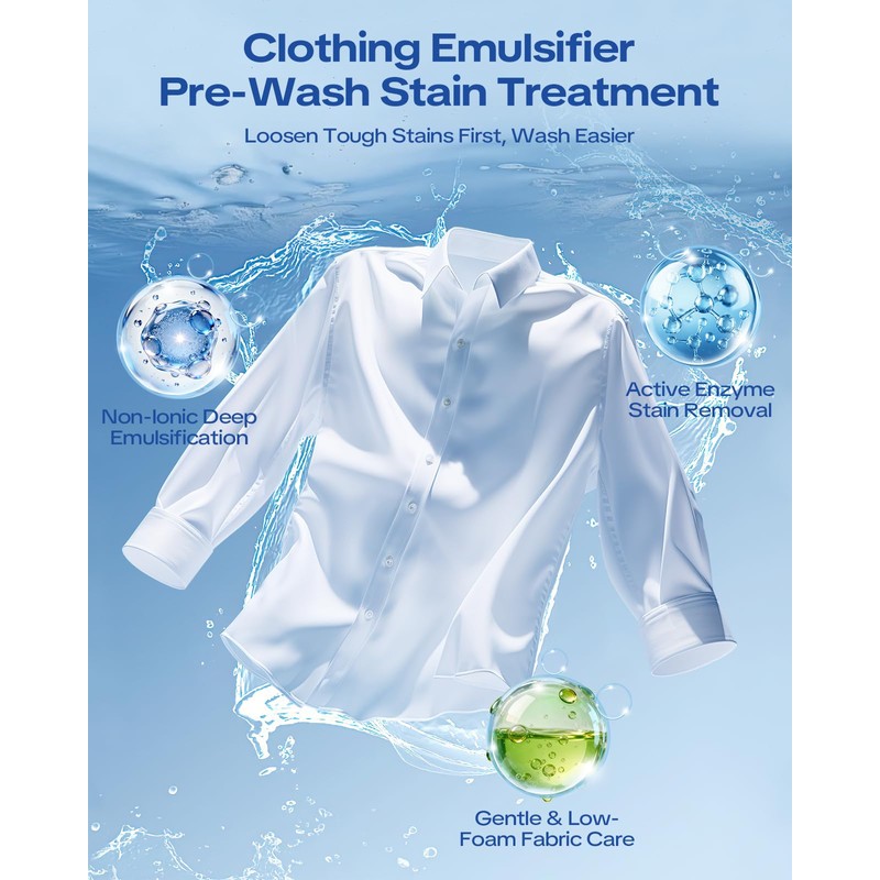 GLIDION Clothing Emulsifier Stain, Non-Ionic Laundry Pre-Treatment, Stain Remover for