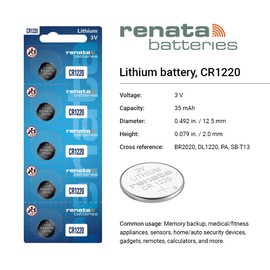 Renata Batteries CR1220 3 Volt Lithium Coin Cell Battery (25)