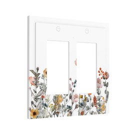 Nijuodnijir Decorative Outlet Covers Colorful Wildflowers Boho Vintage Floral 2 Gang Double Gfci Rocker Electrical Wall Panels Light Switch Cover Plate For Bed Room Living Room Decor
