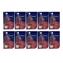 NIVEA 10 Pack Nivea Cherry Lip Care Tinted Scented Shea 0.17 oz Moisturize Hydrate HTF