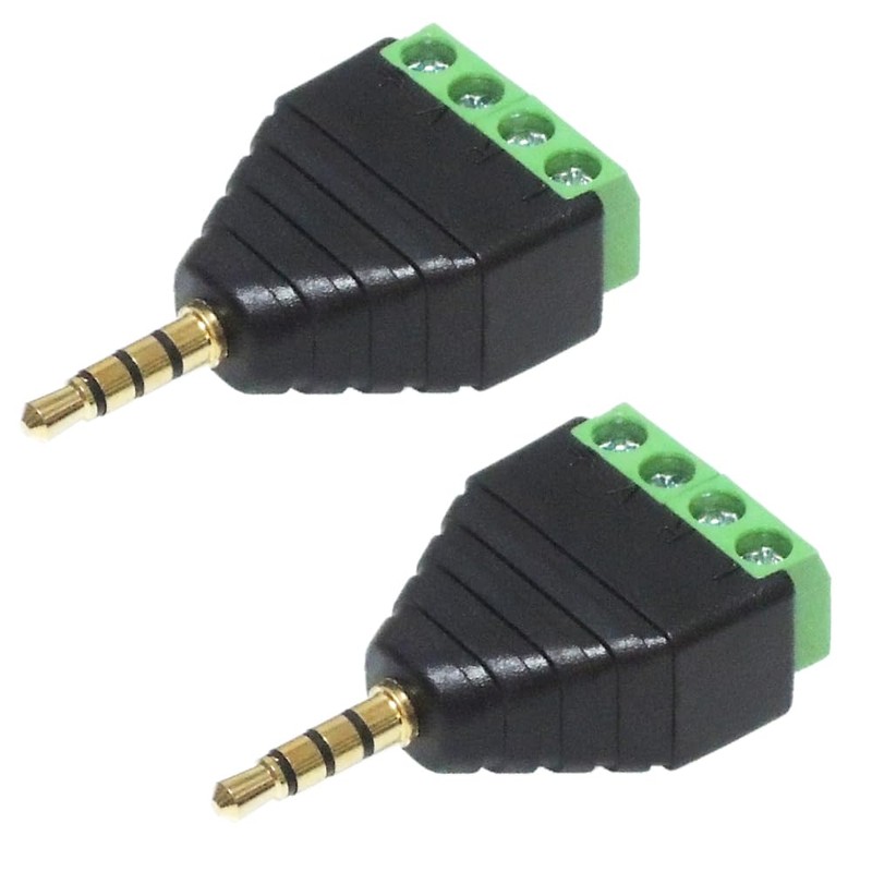 KAUMO 3.5mm Stereo Mini Plug 4 Pole Screw Terminal Gold