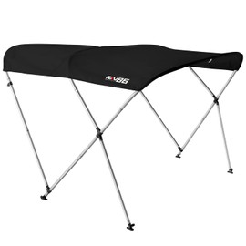 RKV86 Bimini Top for Boat Boat Awning 600D Polyester Oxford Fabric Boat Canopy for Boats from 61 inches to 66 inches in Width(Black, 3 Bow)