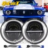 QULOOX 7" INCH ROUND LED Headlights Hi-Lo For Ford Mustang
