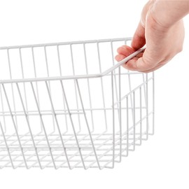 SANNO 15.7" Freezer Wire Baskets Refrigerator 4 Freezer Baskets Wire Metal Storage Basket, Modern Farmhouse Storage Organizer for Pantry, Shelf, Kitchen, Cabinet, Bathroom 15.7"x7.9"x5.9" White