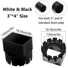 Premium Rain Gutter Downspout Adapter Square Rain Gutter to Drain Pipe Adapter Fits Outdoor PVC Drain Pipe or Corrugated Landscape Pipe-7.62 * 10.16cm/3 * 4in White