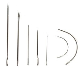 Heavy Duty Hand Sewing Needles Kit, 7-Piece Leather Needle Set with 2 Needle Threaders, Includes Curved and Triangular Needles, Perfect for Upholstery, Leather, Carpet, and Canvas Repair