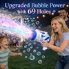 Bubble Gun for Kids, 69-Hole Bubble Blaster with LED Lights,