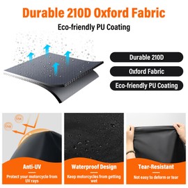 Sayene Motorcycle Cover - All Season Waterproof Sun Outdoor Protection Night Reflective with Lock-Holes & Storage Bag Fits up to 108" Motorcycles Bike Scooter(210D-4XL,Black& Orange)