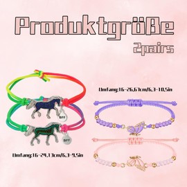 CJAPGJW 2 Pairs of Friendship Bracelets Children, Horses Birthday Gift Set, Mood Bracelet Girls with Colour Changing Effect, Horse Party Bag Children's Birthday Party for Parties and Festivals