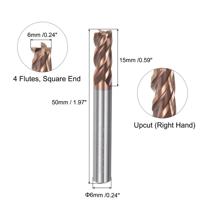 QUARKZMAN 5 Pieces 6 mm Diameter 6 mm Shank Square