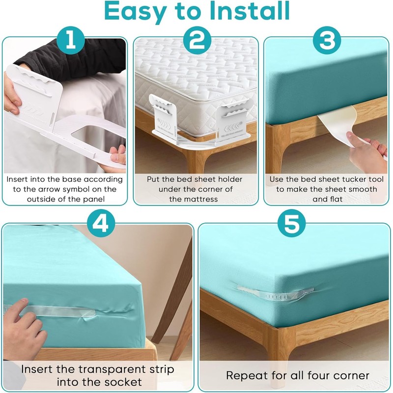 MIDERDO 4Pack Bed Sheet Holders for Corners Keep Sheets Firm