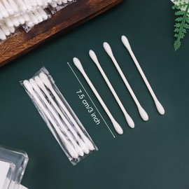 100 Pack Cotton Swabs, Individually Wrapped Cotton Swab, Individually Wrapped Double Tipped Paper Sticks for Ear, Make-up(4pcs per Bag, 100 Bags, Double Round End)
