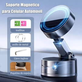 Soporte Celular Automóvil, Soporte Magnético para Celular Automóvil, Soporte de Teléfono con Ventosa Magnética al Vacío, Apto para Todos los teléfonos y dispositivos con anillo magnético (Negro)