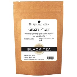 The Republic of Tea - Ginger Peach Black Tea, 50 Tea Bag Refill, Premium Ingredients, Gourmet Longevity Tea
