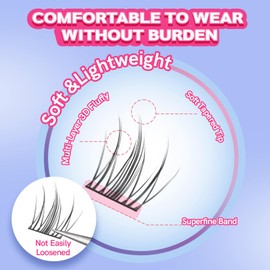 Natural Lash Clusters Kit 10.5-13.5mm with 6mm Bottom Lashes Wispy Lash Extension Kit 105Pcs C Curl Cluster Eyelash Extensions Superfine Band DIY Individual Cluster Lashes with Lash Bond and Remover