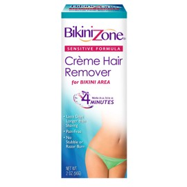 Bikini Zone Bikini Creme Hair Remover - Fast Painless Hair Removing Cream (2 oz, Pack of 3)