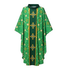 COSDREAMER Unisex Church Vest Priest Klergie Chasuble Catholic Mass Costume Robe (Green, X-Large), Green