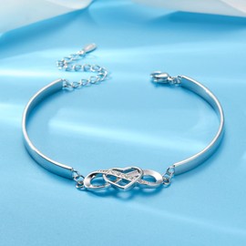 Harlermoon To My Daughter Bracelet Infinity Love Heart Bracelet Momther Daughter Bracelet Always Keep Me in Your Heart Bangle Jewelry Birthday Gift for Women (to my daughter-silver)