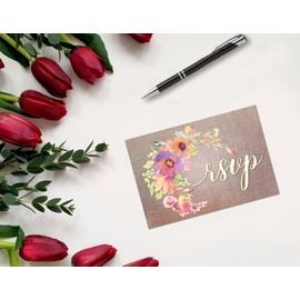 Wedding RSVP Postcards - 50 Blank Floral RSVP Postcards - 4 x 6 Postcards - Great For Wedding RSVP, RSVP Reply Cards (Floral)