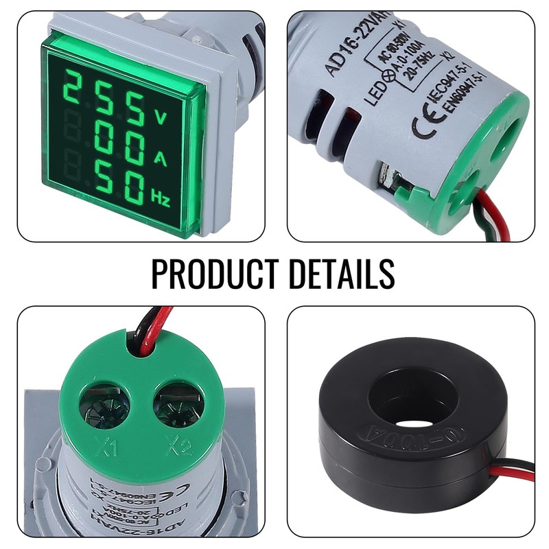 XIITIA 3pcs 3 in 1 60-500V 0-100A AC Digital Ammeter