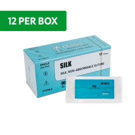 Oasis Silk Surgical Suture, 5-0, (FS-2) 3/8 16mm Reverse Cutting Needle, 75cm, 12/Box, Veterinary Use