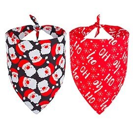 PTDECOR 2 Pack Dog Bandana Christmas Dog Scarf Reversible Triangle Bibs Kerchief Set Pet Christmas Accessories Bandanas for Small Medium Large Dogs Pets