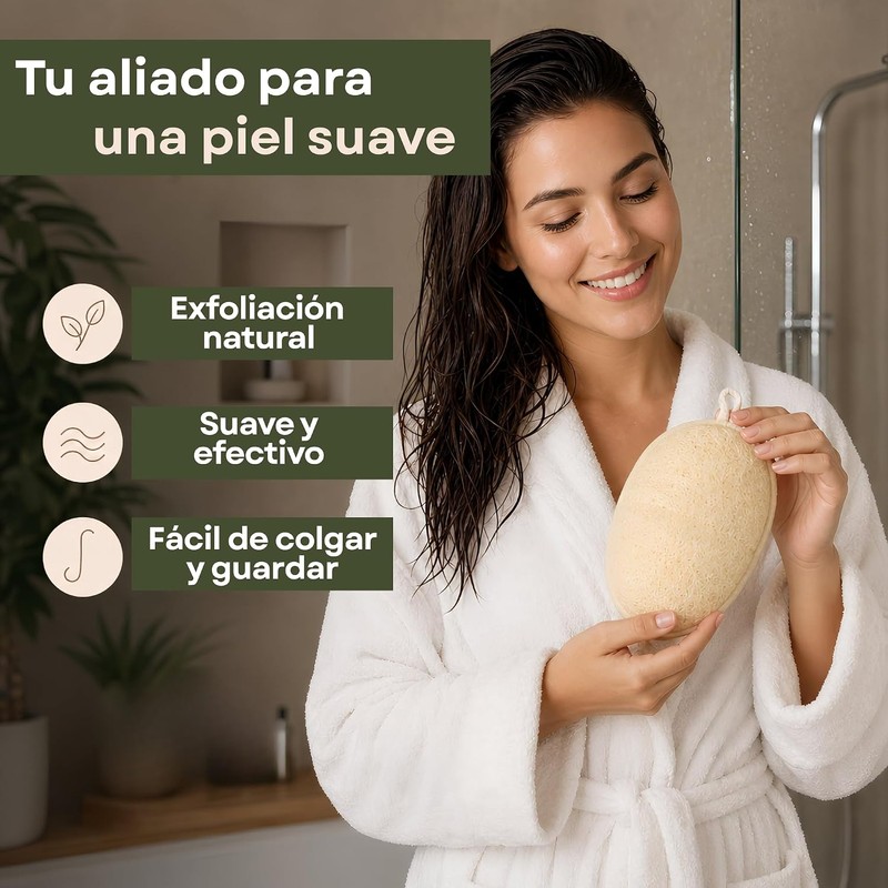 Triko Set 3 Piezas Estropajo para Cuerpo de Lufa Natural,