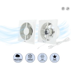 H&C VENT Diameter 150 mm Bathroom Fan with Plug with Switch -1.5 m │ Bathroom Fan IPX4 20 W 200 m³/h 40 dB │ Extractor Fan for Bathroom Kitchen Garage Greenhouse Grow Tent Toilet Fan │ Fan Wall