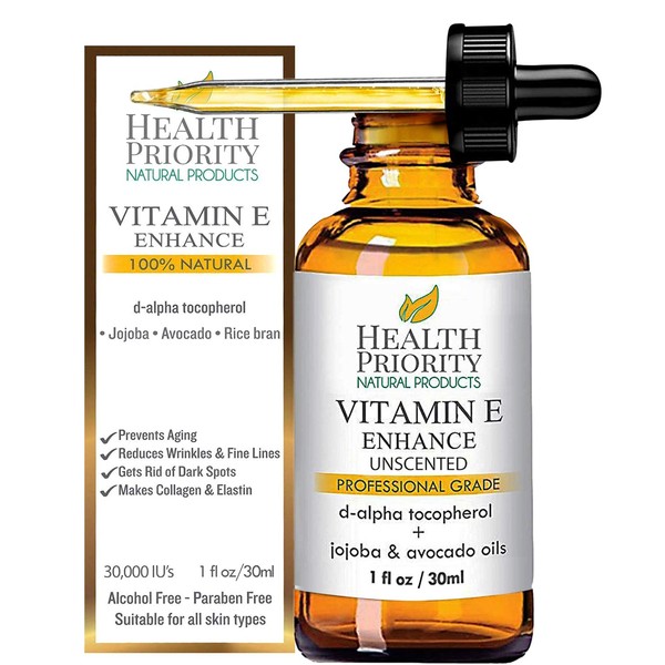 Organic Vitamin E Oil for Skin & Scars. Small Batch, All Natural Vitamin E Serum Hand Made in South Carolina Using Sunflower Oil. Nourish & Repair with Our Anti Aging Serum. (Unscented 1 Fl Oz)