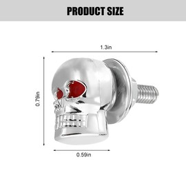Sandfren Skull Car License Plate Screws, 4PCS Vehicle Tag Plate Frame Bolts, Automotive License Fasteners Replacement Kit Accessories, Universal for SUV Motorcycle Truck (Silver)